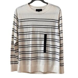 NWOT Banana Republic Forever Sweater, Striped black and white crew neck, L